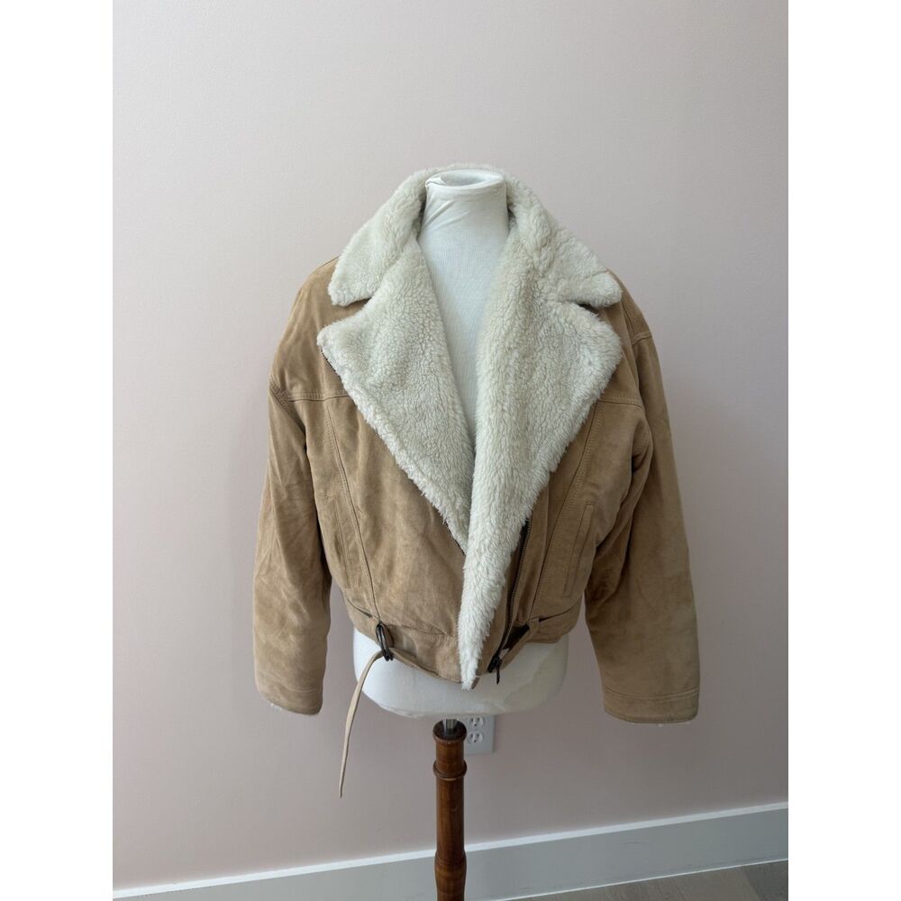 Levi’s Premium Genuine Goat Suede Shearling Aviator Jacket Tan M